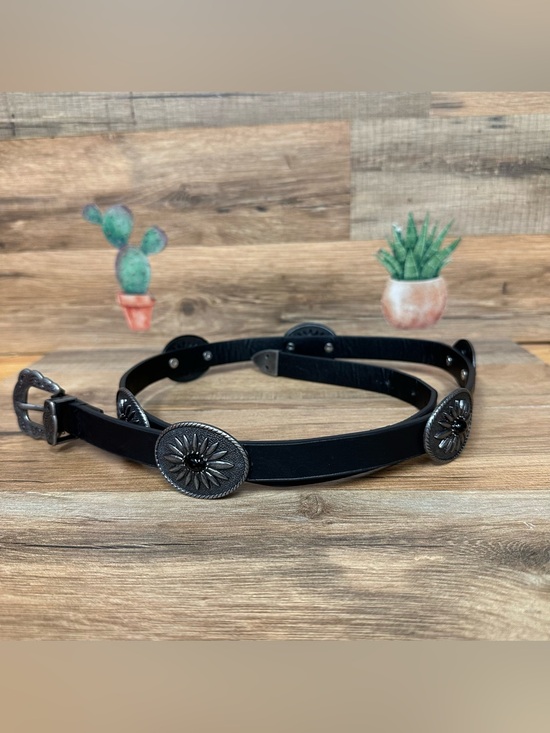 Accessories - Womens western boho oval metal concho style belt black size Large